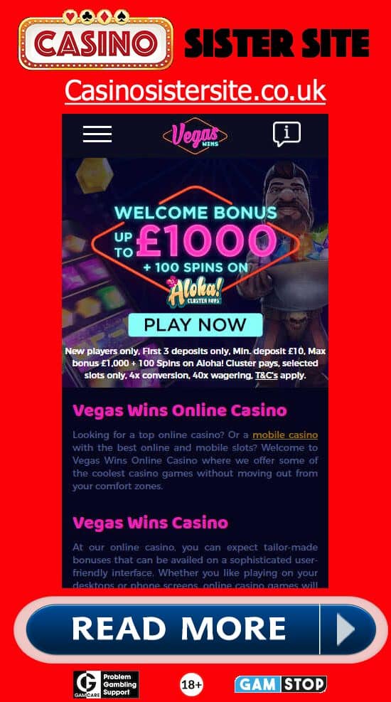Vegas Wins logo, an Onyx Slots sister site