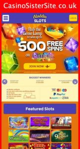 aladdinslots com mobile screenshot