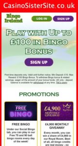 bingo ireland com mobile screenshot