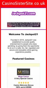 jackpot21 com mobile screenshot