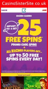 kozmocasino com mobile screenshot