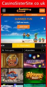 luckyprocasino com mobile screenshot