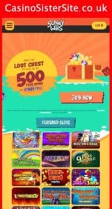 sunnywins com mobile screenshot