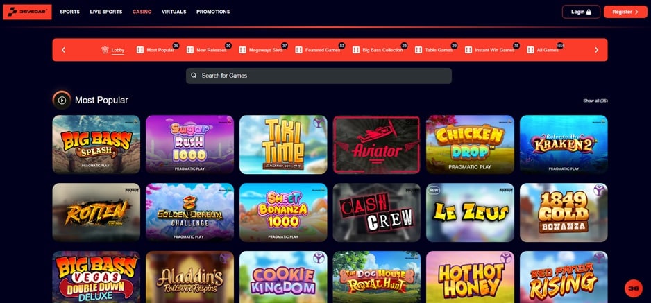 36Vegas sister sites website