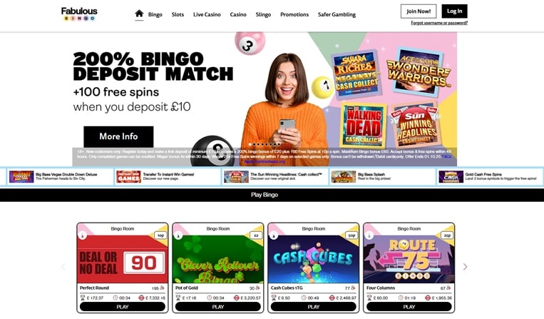 Fabulous Bingo sister sites website
