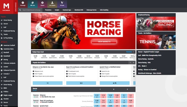 Matchbook sister sites screenshot