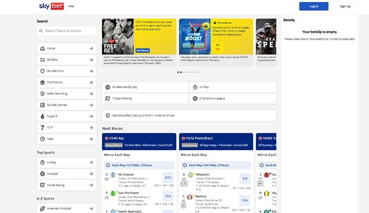 Sky Bet sister sites website