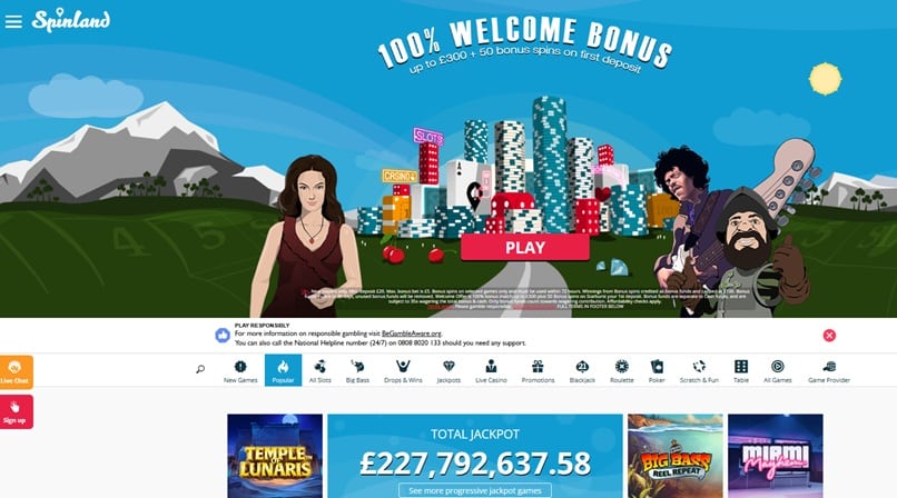 Spinland sister sites website