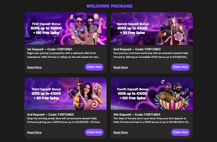 Hello Fortune bonuses