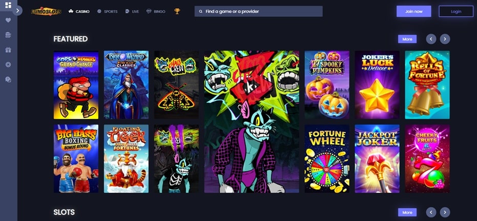 Lumo Slots Casino sister sites screenshot