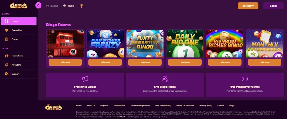 Queens Bingo sister sites website