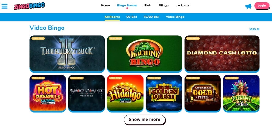 Zingo Bingo sister sites website